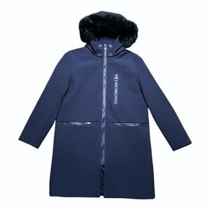 The Arrivals Halstrom Navy Blue Parka Shell Detachable Fur Trim Hood XS